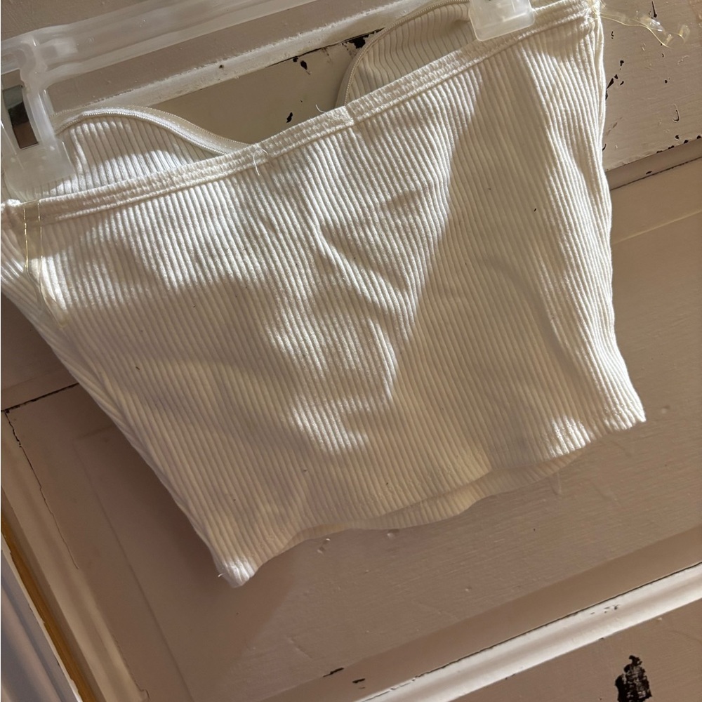 Women's Ribbed White Top - Picture 2 of 2